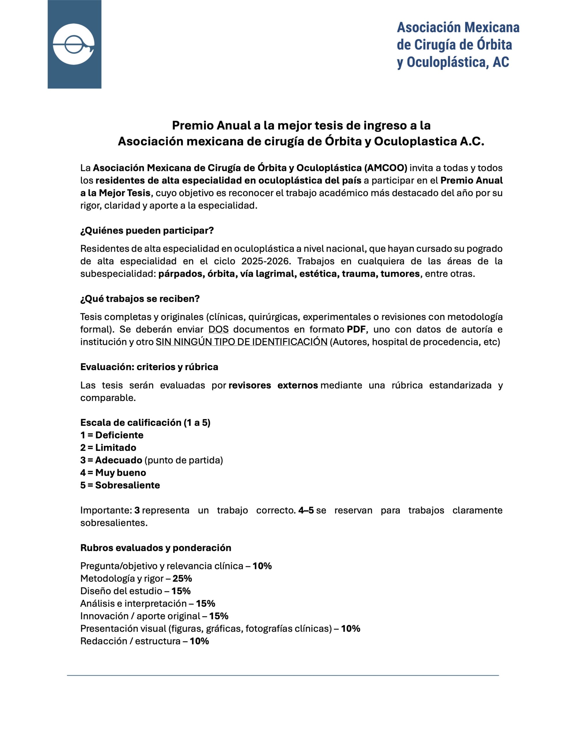 Convocatoria AMCOO 1 2026